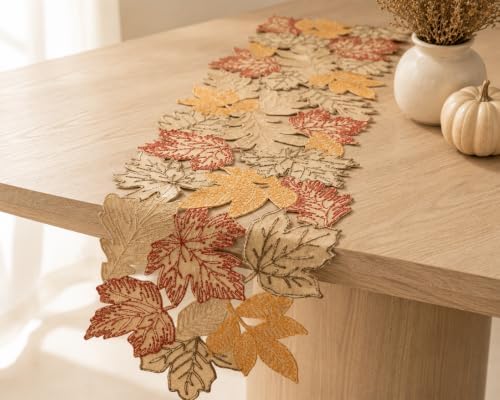 XiaHomeFashions Autumn Leaf Cutwork Table Runner, 15 x 90 in, 1 Piece - Image 5
