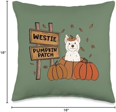 Westie Pumpkin Patch Dog Lovers Thanksgiving Halloween Throw Pillow - Image 4