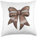 Coquette Bow Pumpkin American Football Thanksgiving Autumn Throw Pillow by Unknown