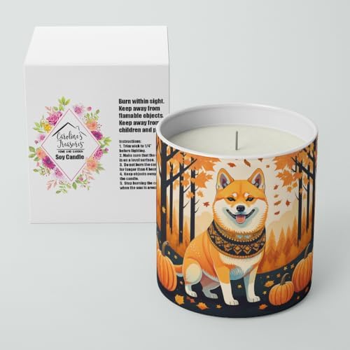 Caroline's Treasures DAC1072CDL Shiba Inu Fall Decorative Soy Candle Nature Soy Wax Essential Oil Home Decor Ideal for Bedroom Kitchen Bath Office Gift, 10 oz - Image 2