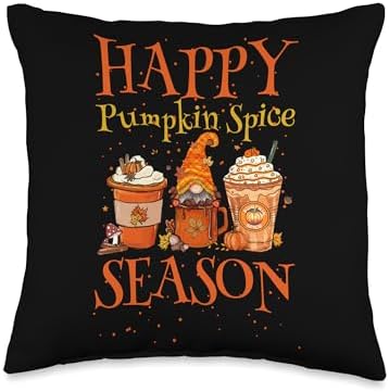 Autumn Thanksgiving Pumpkin Spice Costume Happy Pumpkin Spice Season Coffee Latte Lovers Fall Throw Pillow, 16x16, Multicolor by Unknown