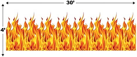 Beistle Plastic Flame Wall Backdrops, 4’ x 30’, 3 Pack – Photo Backdrop, Easy to Adhere Wall Covering, Party Decor, Burning Fire Photography Background for Birthdays, Holidays & Events
