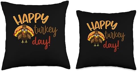 Happy Thanksgiving for Boys Girls Kids Pilgrim Turkey Throw Pillow - Image 3