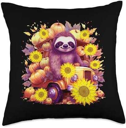 Thanksgiving Sloth Lover Gift for Men Women Kids Girls Boys Throw Pillow by Unknown