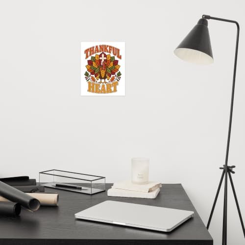 Thankful Heart Turkey Cross Christian Thanksgiving Unframed Poster - Image 2