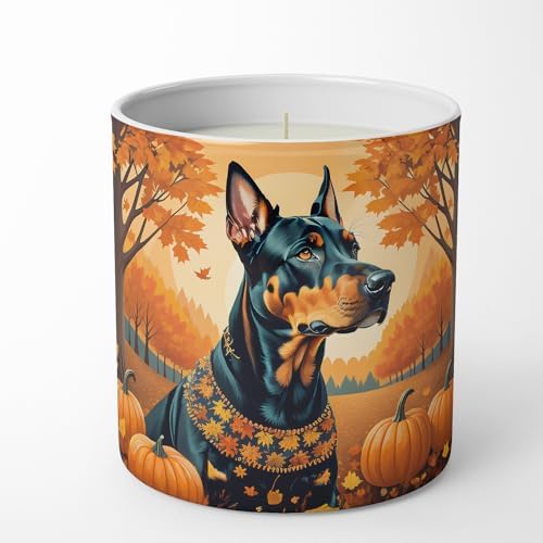 Caroline's Treasures DAC1044CDL Doberman Pinscher Fall Decorative Soy Candle Nature Soy Wax Essential Oil Home Decor Ideal for Bedroom Kitchen Bath Office Gift, 10 oz by CarolinesTreasures
