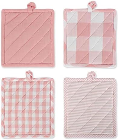 DII Gingham Check Kitchen Collection, Pink, Potholder Set - Image 2
