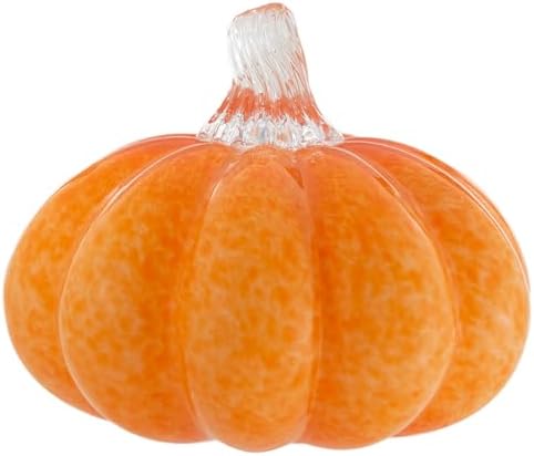 Boston International Handblown Art Glass Pumpkin Thanksgiving Halloween Decorations for Home, Small, Orange by BostonInternational