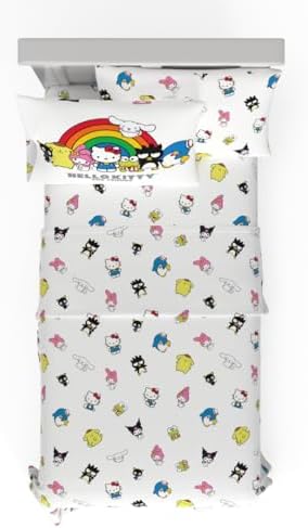 Hello Kitty & Friends Bedding Super Soft Cozy Cotton 3 Piece Twin Sheet Set, (Officially Licensed Product) By Franco
