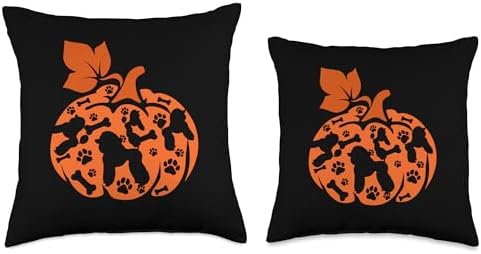 Poodles Cute Pumpkin Shape Halloween Thanksgiving Owner Throw Pillow - Image 3