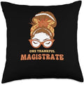 Thanksgiving Holiday Gifts and Designs Messy Bun Magistrate Thanksgiving Woman Throw Pillow, 18x18, Multicolor by Unknown