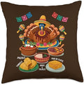 Mexican Thanksgiving Food Idea for Women Funny Turkey Latino Throw Pillow by Unknown
