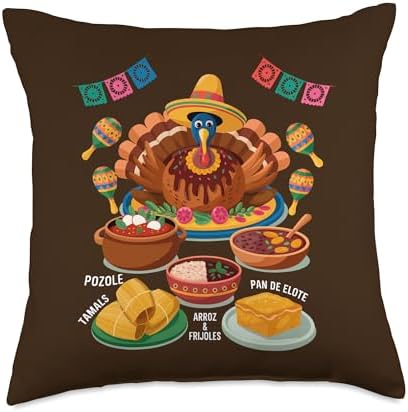 Mexican Thanksgiving Food Idea for Women Funny Turkey Latino Throw Pillow by Unknown