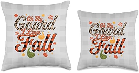 Oh My Gourd I Love Fall Autumn Leaves Thanksgiving Plaid Throw Pillow - Image 3
