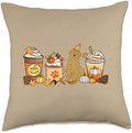 Goldendoodle Coffee Pumpkin Spice Doodle Fall Thanksgiving Throw Pillow by Unknown