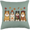Sheltie Fall Autumn Season Pumpkin Shetland Sheepdog Dog Throw Pillow by Unknown
