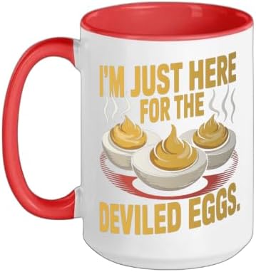 I’m Just Here for the Deviled Eggs Egg Expert Deviled Egg Ceramic Mug, Red/White, 15oz by Unknown