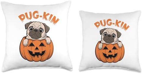 Pugkin Halloween Thanksgiving Pug Pumpkin Throw Pillow - Image 3