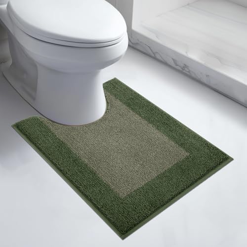 Bathroom Rugs U-Shaped, 20" x 24" Bath Rugs, Sage Green & Budding Green