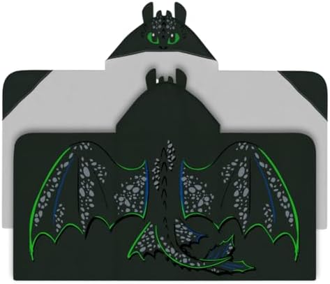 How to Train Your Dragon Toothless Super Soft Bath/Pool/Beach Soft Cotton Terry Hooded Towel Wrap, 24 in x 50 in, (Officially Licensed Product) by Franco