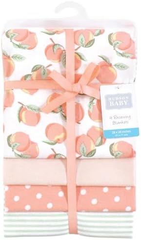 Hudson Baby Unisex Baby Cotton Flannel Receiving Blankets, Sweet Peach, One Size (Pack of 2) - Image 2