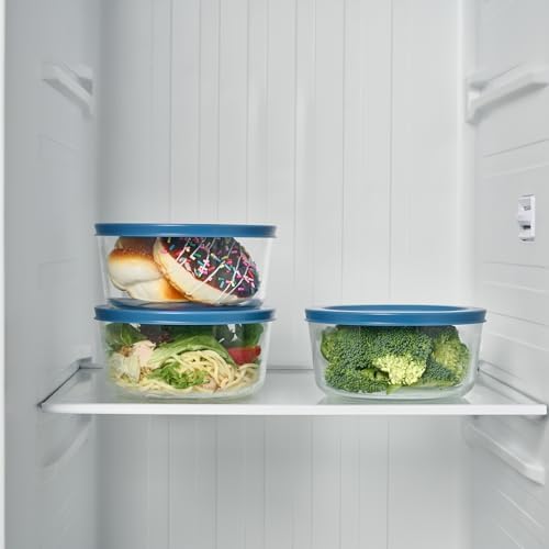 12-Piece Glass Food Storage Containers Set (6 Containers + 6 BPA-Free Lids) | 4-Cup, Leakproof | Microwave, Freezer, Oven & Dishwasher Safe | Ideal for Meal Prep & Pantry Organization, Deep Navy