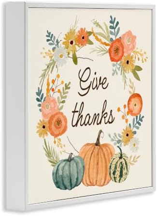 Thanksgiving Pumpkin Wreath Sentiments, 24 x 24 Inch Framed Giclée Print - Image 2