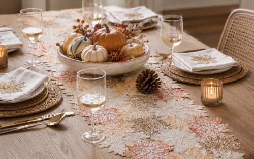 XiaHomeFashions Autumn Leaf Cutwork Table Runner, 15 x 54 in, 1 Piece by XiaHomeFashions
