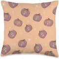 Retro 70s Disco Ball Pumpkin Autumn Fall Season Thanksgiving Throw Pillow by Unknown