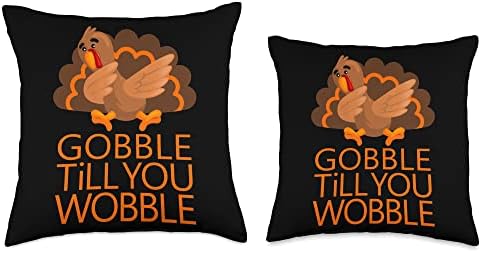 THANKSGIVING TURKEY GOBBLE WOBBLE WOMENS MENS KIDS LADY FUN Throw Pillow - Image 3