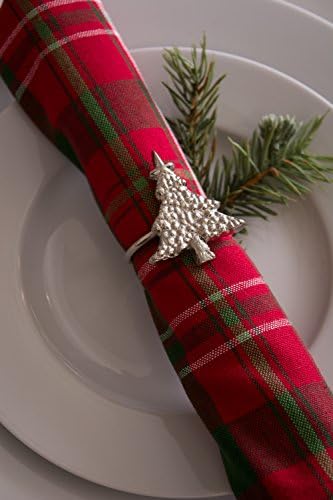 DII Christmas Thanksgiving Holiday Tabletop Décor Collection Decorative Napkin Ring Holder Set, 2" Diameter, Silver Christmas Tree, 6 Piece - Image 5