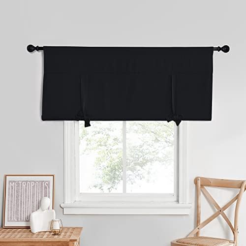 NICETOWN Curtains for Bedroom - Blackout Window Shade Tie Up Curtain Blinds for Privacy Protect Panels in Adjustable Size for Basement, 1 PC, 52 Wide x 45-inches Long, Black - Image 5