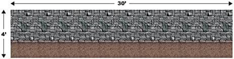 Beistle Stone & Dirt Floor Wall Backdrops, 4’ x 30’, Pack of 2 – Medieval Party Decorations, Medieval Decor Background, Easy to Adhere Wall Covering, Stone Backdrop, Halloween Party Decorations