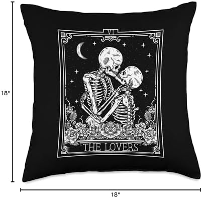 The Lovers Vintage Tarot Card Astrology Goth Halloween Women Throw Pillow