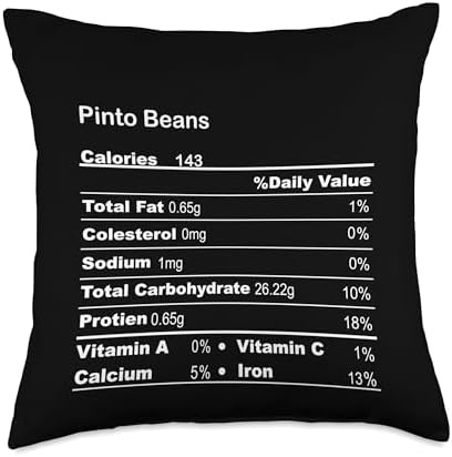 Family Matching Thanksgiving Tee for Family Funny Pinto Beans Thanksgiving Nutritional Fact Throw Pillow, 18x18, Multicolor by Unknown