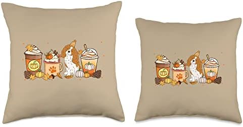 Cavalier Dog Coffee Lovers Pumpkin Spice Fall Thanksgiving Throw Pillow - Image 3