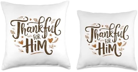 Thankful For Him, Blessed Cute Couples Thanksgiving Throw Pillow - Image 3