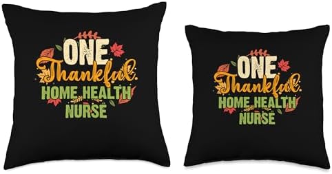 Thanksgiving Holiday Gifts and Designs One Thankful Home Health Nurse Thanksgiving Throw Pillow, 18x18, Multicolor - Image 3
