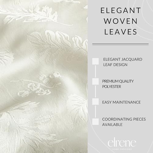 Elegant Woven Leaves Jacquard Damask Tablecloth, Ivory - 60" W x 144" L
