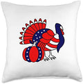 Thanksgiving Turkey Patriotic Red White Blue Pumpkin Throw Pillow by Unknown