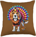 Beagle Turkey Funny Thanksgiving Animal Dog Pet Puppy Canine Throw Pillow by Unknown