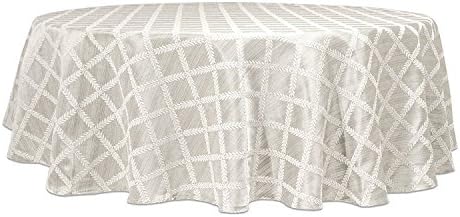 Lenox Laurel Leaf Tablecloth, Platinum - 90"W x 90"L Round by Lenox
