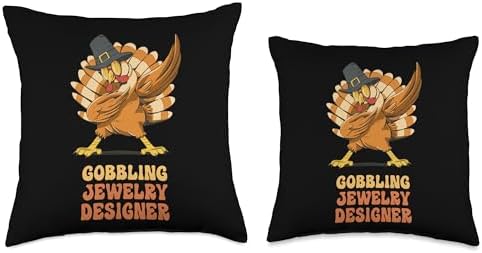 Thanksgiving Holiday Gifts and Designs Dabbing Turkey Jewelry Designer Funny Thanksgiving Throw Pillow, 16x16, Multicolor - Image 3