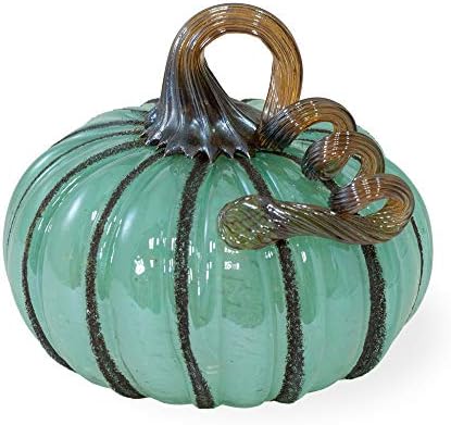 Boston International Handblown Glass Pumpkin Tabletop Décor, 5.75 x 5.25-Inches, Blue Autumn by BostonInternational