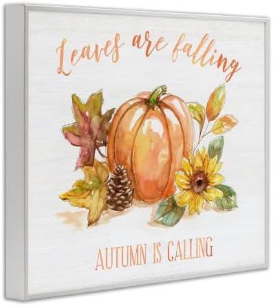 Stupell Industries Leaves Falling Autumn Calling Sentiment Pumpkin Pinecone Sunflower - Image 2