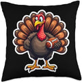 Football Turkey Thanksgiving Player Fan Vintage Coach Kids Throw Pillow by Unknown