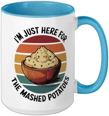 I'm Just Here For The Mashed Potatoes Ceramic Mug, Blue/White, 15oz - Image 2
