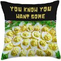 Funny Thanksgiving Deviled Eggs Throw Pillow by Unknown