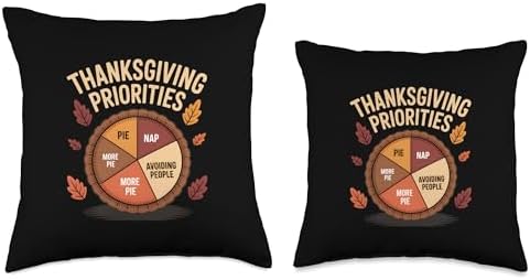 Thanksgiving Priorities Pie Chart Funny Math Teacher Throw Pillow - Image 3