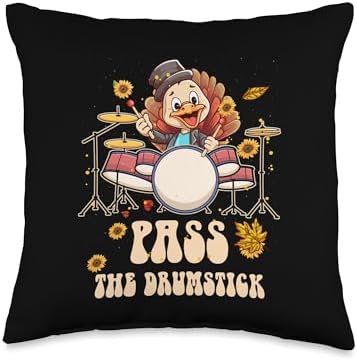 Turkey Drumming Drummer Thanksgiving Drum Pass The Drumstick Throw Pillow by Unknown